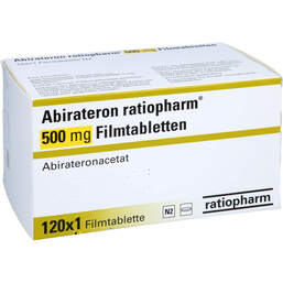 Abbildung: Abirateron ratiopharm 500 mg Filmtabletten 120 St, Filmtabletten PZN 18045049