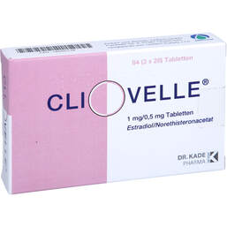Abbildung: Cliovelle 1 mg / 0,5 mg Tabletten 3X28 St, Tabletten PZN 18046238