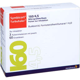 Abbildung: Symbicort Turbohaler 160 / 4,5 µg / Dosis 60 ED 3 St, Inhalationspulver PZN 18047634