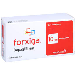 Abbildung: Forxiga 10 mg Filmtabletten 98 St, Filmtabletten PZN 18049320