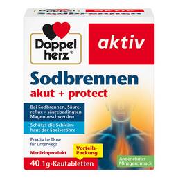 Abbildung: Doppelherz Sodbrennen akut + protect Kautabletten 40 St, Kautabletten PZN 18050990