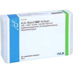 Abbildung: Alk-depot SQ Grä.AF100 / 1000 / 10.000 / 100.000 SQ-E / ml 4X5 ml, Injektionssuspension PZN 18053221
