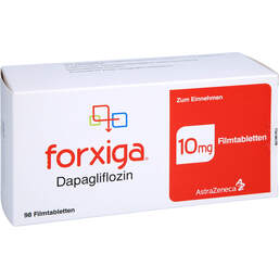Abbildung: Forxiga 10 mg Filmtabletten 98 St, Filmtabletten PZN 18053557