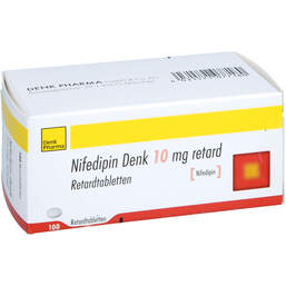Abbildung: Nifedipin Denk 10 mg retard Tabletten 100 St, Retard-Tabletten PZN 18054284