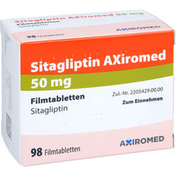 Abbildung: Sitagliptin Axiromed 50 mg Filmtabletten 98 St, Filmtabletten PZN 18058939
