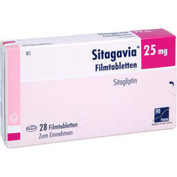 Abbildung: Sitagavia 25 mg Filmtabletten 28 St, Filmtabletten PZN 18060965
