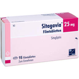Abbildung: Sitagavia 25 mg Filmtabletten 98 St, Filmtabletten PZN 18060971