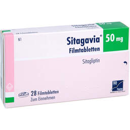 Abbildung: Sitagavia 50 mg Filmtabletten 28 St, Filmtabletten PZN 18060988