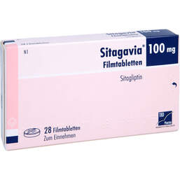 Abbildung: Sitagavia 100 mg Filmtabletten 28 St, Filmtabletten PZN 18061002