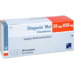 Abbildung: Sitagavia Met 50 mg / 850 mg Filmtabletten 56 St, Filmtabletten PZN 18061657