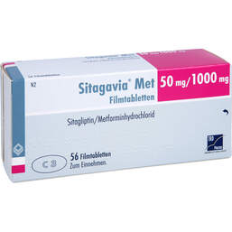 Abbildung: Sitagavia Met 50 mg / 1000 mg Filmtabletten 56 St, Filmtabletten PZN 18061692