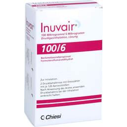 Abbildung: Inuvair 100 / 6 µg 120 Hub Druckgasinhalat 2 St, Inhalat PZN 18063834