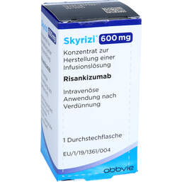 Abbildung: Skyrizi 600 mg Konzentrat z.Her.einer Infusionslösung Durchstechflasche  1 St, Infusionslösungskonzentrat PZN 18065023