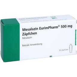 Abbildung: Mesalazin Eurimpharm 500 mg Zäpfchen 10 St, Suppositorien PZN 18070277