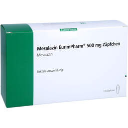 Abbildung: Mesalazin Eurimpharm 500 mg Zäpfchen 120 St, Suppositorien PZN 18070308