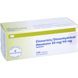 Abbildung: Cinnarizin / Dimenhydrinat Heumann 20 mg / 40 mg Tabletten 100 St, Tabletten PZN 18074068