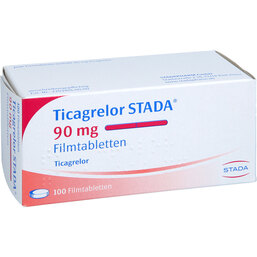 Abbildung: Ticagrelor STADA 90 mg Filmtabletten 100 St, Filmtabletten PZN 18075582