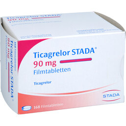 Abbildung: Ticagrelor STADA 90 mg Filmtabletten 168 St, Filmtabletten PZN 18075599