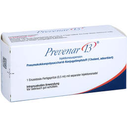 Abbildung: Prevenar 13 Injektionssuspension in einer Fertigspritze 1 St, Injektionssuspension PZN 18076239