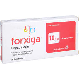 Abbildung: Forxiga 10 mg Filmtabletten 28 St, Filmtabletten PZN 18080577