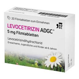 Abbildung: LEVOCETIRIZIN ADGC® 5 mg Filmtabletten 20 St, Filmtabletten PZN 18082932