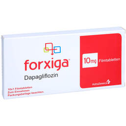 Abbildung: Forxiga 10 mg Filmtabletten 10 St, Filmtabletten PZN 18083883