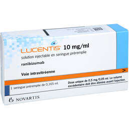 Abbildung: Lucentis 10 mg / ml Injektionslösung 1,65 mg Fertigspritze 1 St, Injektionslösung PZN 18084463