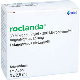 Abbildung: Roclanda 50 µg / ml + 200 µg / ml Augentropfen Lösung 3X2.5 ml, Augentropfen PZN 18092480