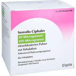 Abbildung: Serroflo Ciphaler 50 µg / 250 µg Einzeldosis Inh.-Pulver 180 St, Inhalationspulver PZN 18092818