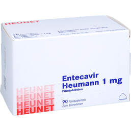 Abbildung: Entecavir Heumann 1 mg Filmtabletten Heunet 90 St, Filmtabletten PZN 18093114