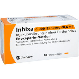 Abbildung: Inhixa 6.000 I.E. 60 mg / 0,6 ml Injektionslösung i.e.F.-Sp. 10 St, Injektionslösung in einer Fertigspritze PZN 18094496