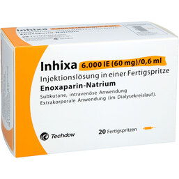Abbildung: Inhixa 6.000 I.E. 60 mg / 0,6 ml Injektionslösung i.e.F.-Sp. 20 St, Injektionslösung in einer Fertigspritze PZN 18094533