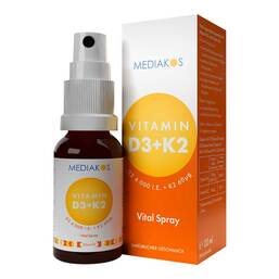 Abbildung: Vitamin D3 + K2 4000 I.E. 60 µg Mediakos Vital Spray 20 ml, Spray PZN 18096673