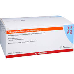Abbildung: Sitagliptin / Metformin Glenmark 50 mg / 850 mg Fta 196 St, Filmtabletten PZN 18109602