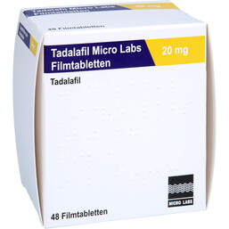 Abbildung: Tadalafil Micro Labs 20 mg Filmtabletten 48 St, Filmtabletten PZN 18112685