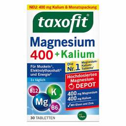 Abbildung: Taxofit Magnesium 400 + Kalium Depot Tabletten 30 St, Tabletten PZN 18112952