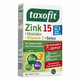 Abbildung: Taxofit Zink + Histidin + Selen Depot Tabletten 40 St, Tabletten PZN 18112969