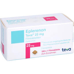 Abbildung: Eplerenon Teva 25 mg Filmtabletten 100 St, Filmtabletten PZN 18113503