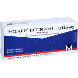 Abbildung: Vocado HCT 20 mg / 5 mg / 12,5 mg Filmtabletten 98 St, Filmtabletten PZN 18113621