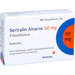 Abbildung: Sertralin Amarox 50 mg Filmtabletten 20 St, Filmtabletten PZN 18114603