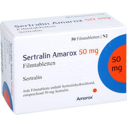 Abbildung: Sertralin Amarox 50 mg Filmtabletten 50 St, Filmtabletten PZN 18114626