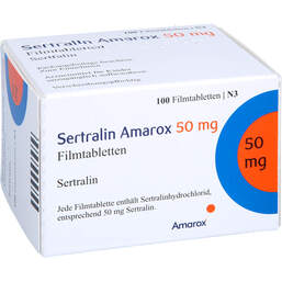 Abbildung: Sertralin Amarox 50 mg Filmtabletten 100 St, Filmtabletten PZN 18114632