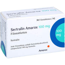Abbildung: Sertralin Amarox 100 mg Filmtabletten 50 St, Filmtabletten PZN 18114655