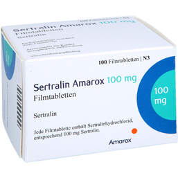 Abbildung: Sertralin Amarox 100 mg Filmtabletten 100 St, Filmtabletten PZN 18114661