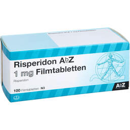 Abbildung: Risperidon AbZ 1 mg Filmtabletten 100 St, Filmtabletten PZN 18129384