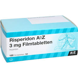 Abbildung: Risperidon AbZ 3 mg Filmtabletten 100 St, Filmtabletten PZN 18129409