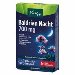 Abbildung: Kneipp Baldrian Nacht 700 mg Filmtabletten 30 St, Filmtabletten PZN 18130677
