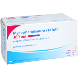 Abbildung: Mycophenolsäure STADA 360 mg magensaftresistent Tabletten 100 St, Tabletten magensaftresistent PZN 18135002