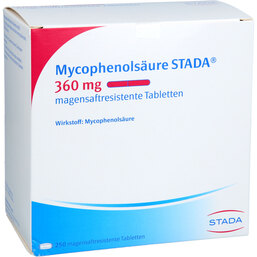 Abbildung: Mycophenolsäure STADA 360 mg magensaftresistent Tabletten 250 St, Tabletten magensaftresistent PZN 18135019