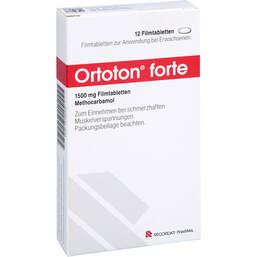 Abbildung: Ortoton forte 1500 mg Filmtabletten 12 St, Filmtabletten PZN 18135120